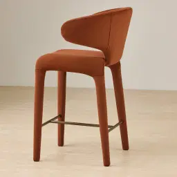 Debra Copper Brown Velveteen Fabric Counter Stool