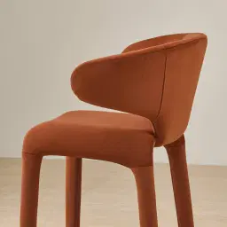 Debra Copper Brown Velveteen Fabric Counter Stool