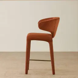 Debra Copper Brown Velveteen Fabric Counter Stool