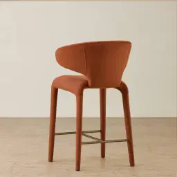 Debra Copper Brown Velveteen Fabric Counter Stool