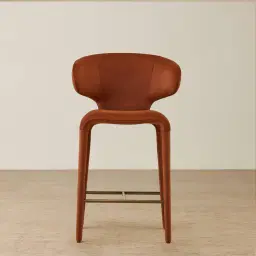 Debra Copper Brown Velveteen Fabric Counter Stool