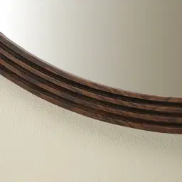 Liran Dark Ash Round Wooden Mirror 90cm