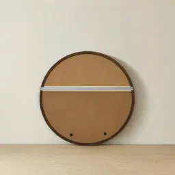 Liran Dark Ash Round Wooden Mirror 90cm