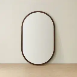 Liran Dark Ash Oval Wooden Mirror 180x110cm