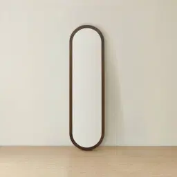 Liran Dark Ash Oval Wooden Mirror 180x50cm