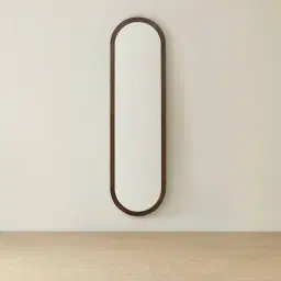 Liran Dark Ash Oval Wooden Mirror 180x50cm