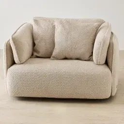 Marcela II Mid Beige Woven Fabric Swivel Occasional Chair