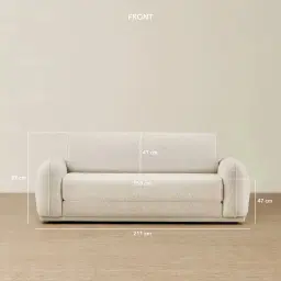 Euka Stone White Fabric 2.5 Seater Sofa Bed