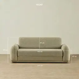 Euka Basil Green Boucle 2.5 Seater Sofa Bed