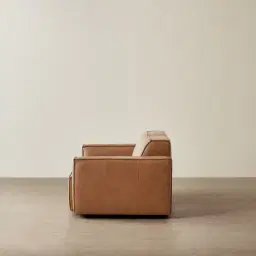 Lainey Medium Tan 2 Pieces Modular Leather Sofa