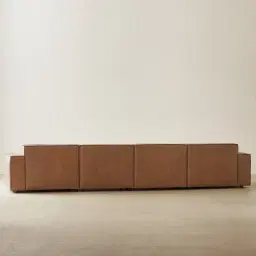 Lainey Medium Tan 4 Pieces Modular Leather Sofa