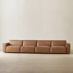 Lainey Medium Tan 4 Pieces Modular Leather Sofa