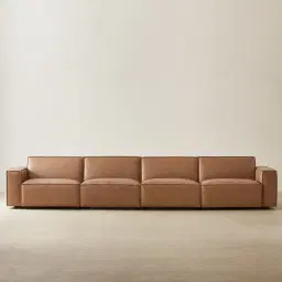 Lainey Medium Tan 4 Pieces Modular Leather Sofa