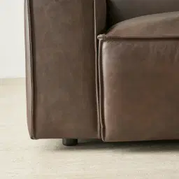 Lainey Chocolate Brown 2 Pieces Modular Leather Sofa