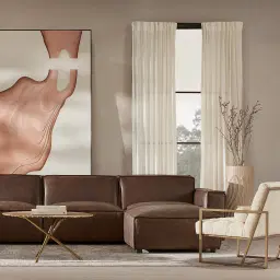 Lainey Chocolate Brown 2 Pieces Modular Leather Sofa