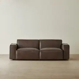 Lainey Chocolate Brown 2 Pieces Modular Leather Sofa