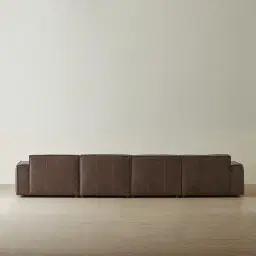 Lainey Chocolate Brown 4 Pieces Modular Leather Sofa