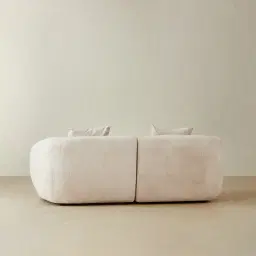 Willow Powder White Chenille Fabric 2 Pieces Modular Sofa