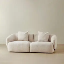 Willow Powder White Chenille Fabric 2 Pieces Modular Sofa