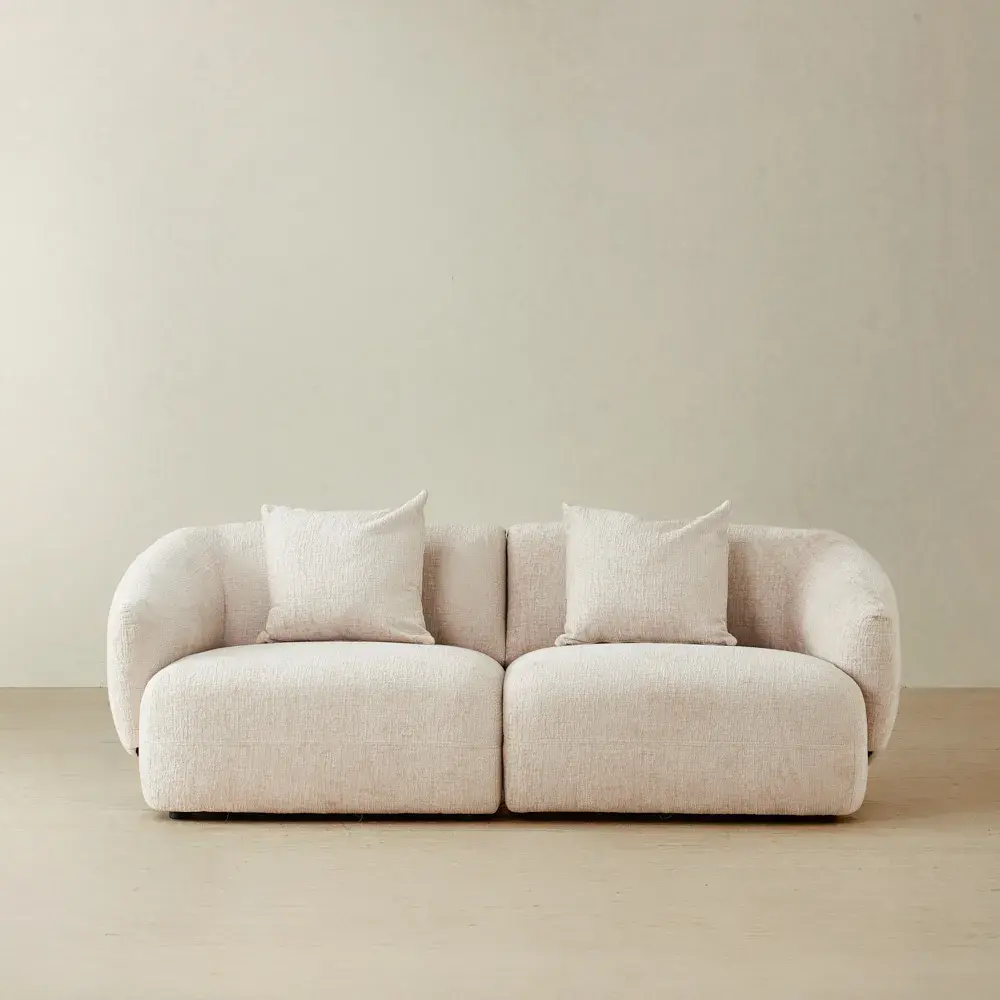Willow Powder White Chenille Fabric 2 Pieces Modular Sofa