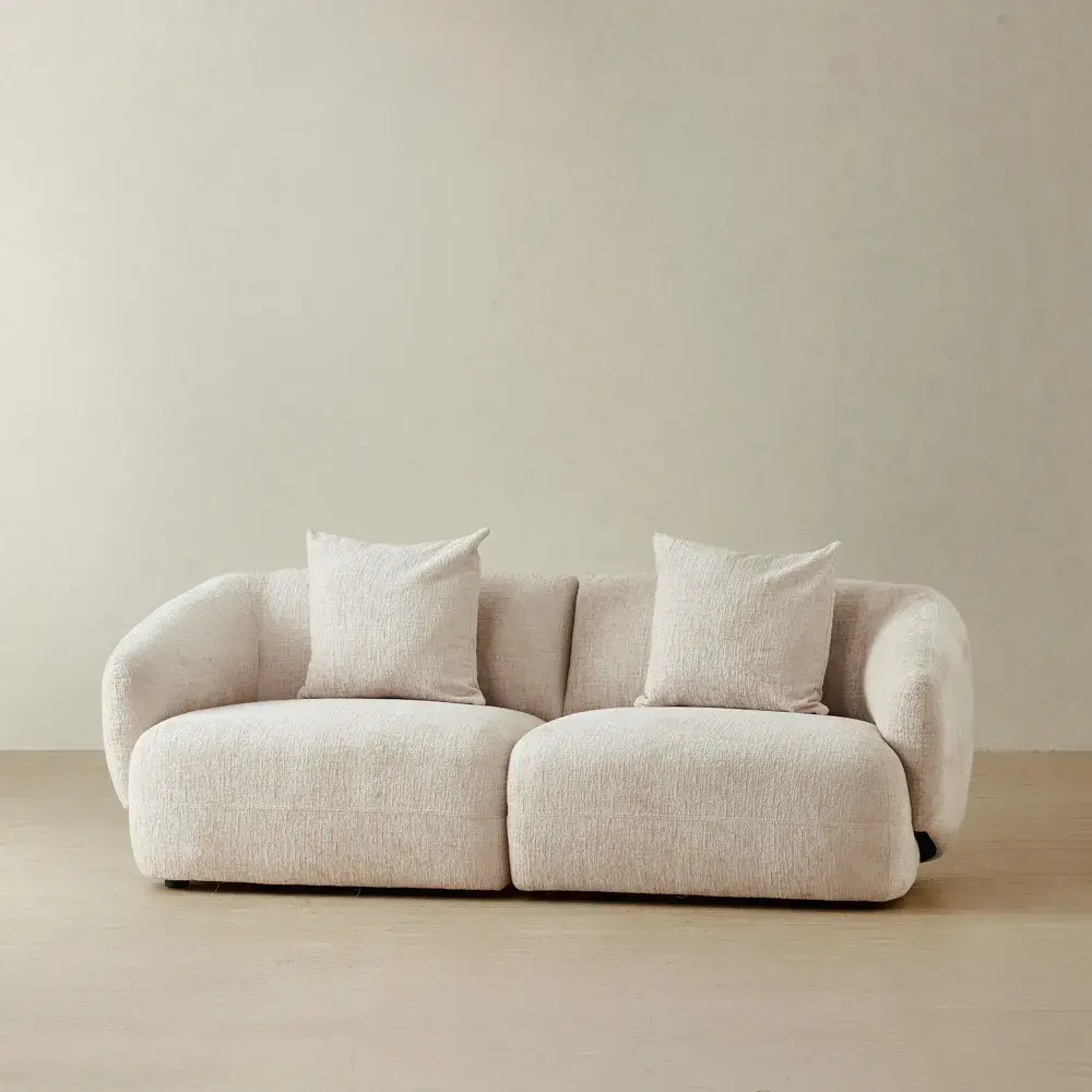 Willow Powder White Chenille Fabric 2 Pieces Modular Sofa