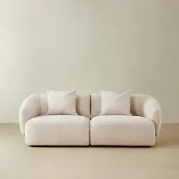 Willow Powder White Chenille Fabric 2 Pieces Modular Sofa
