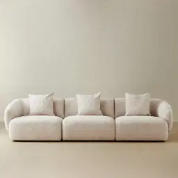 Willow Powder White Chenille Fabric 3 Pieces Modular Sofa