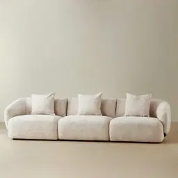Willow Powder White Chenille Fabric 3 Pieces Modular Sofa