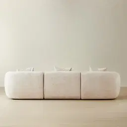 Willow Powder White Chenille Fabric 3 Pieces Modular Sofa