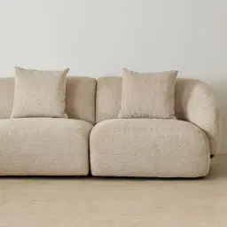 Willow Mid Beige Woven Fabric 2 Pieces Modular Sofa