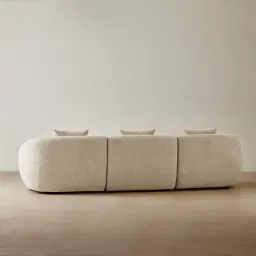 Willow Mid Beige Woven Fabric 3 Pieces Modular Sofa