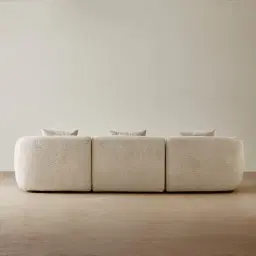 Willow Mid Beige Woven Fabric 3 Pieces Modular Sofa