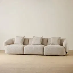 Willow Mid Beige Woven Fabric 3 Pieces Modular Sofa