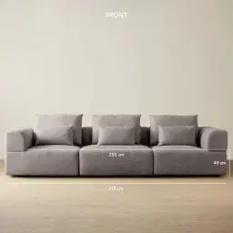 Riviera III Graphite 3 Pieces Modular Fabric Sofa