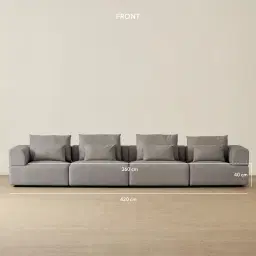 Riviera III Graphite 4 Pieces Modular Fabric Sofa