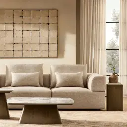 Riviera III Isabelline White 2 Pieces Modular Fabric Sofa