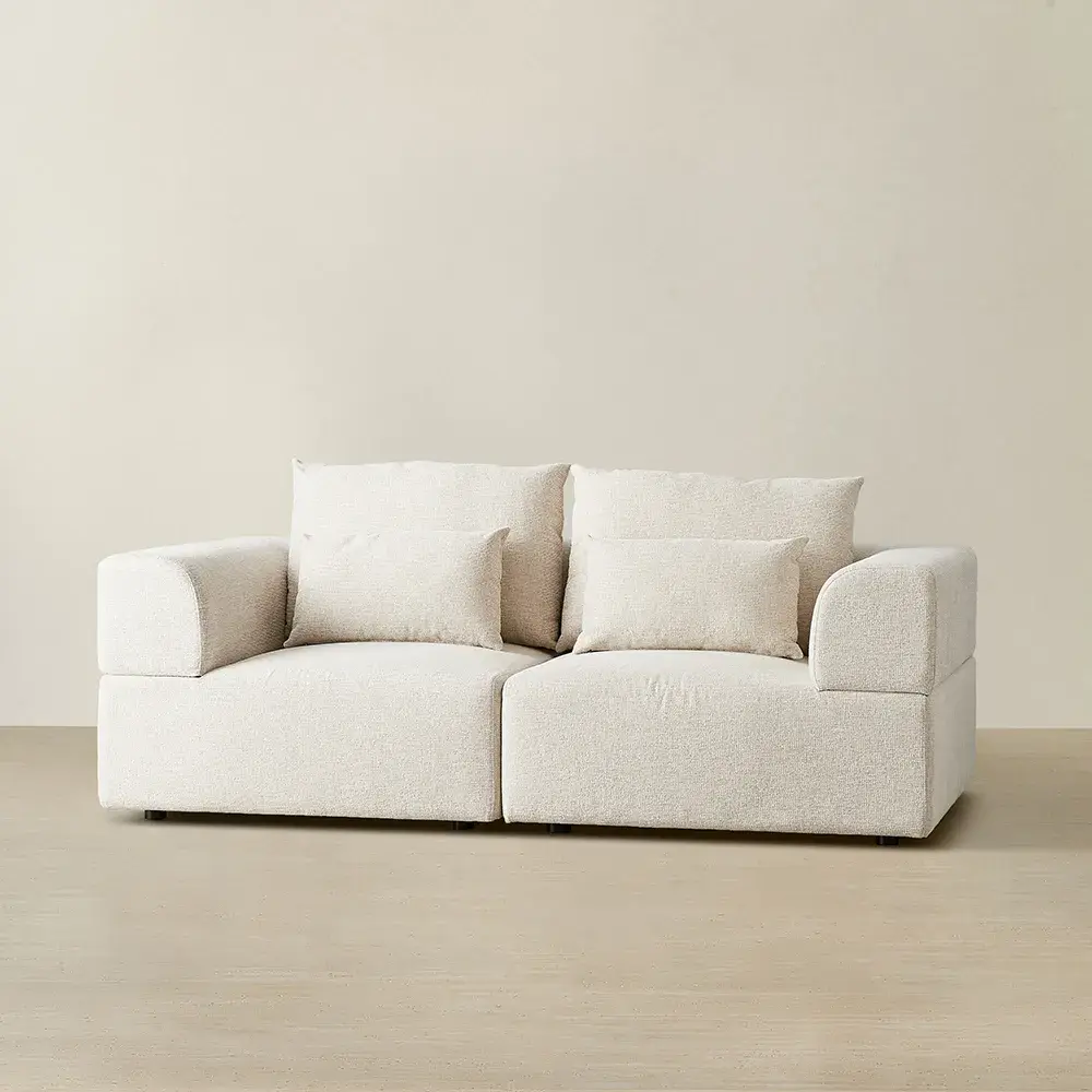 Riviera III Isabelline White 2 Pieces Modular Fabric Sofa