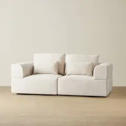 Riviera III Isabelline White 2 Pieces Modular Fabric Sofa