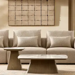 Riviera III Isabelline White 3 Pieces Modular Fabric Sofa