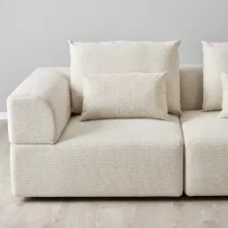 Riviera III Isabelline White 3 Pieces Modular Fabric Sofa