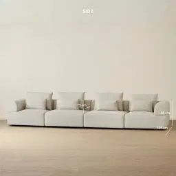 Riviera III Isabelline White 4 Pieces Modular Fabric Sofa