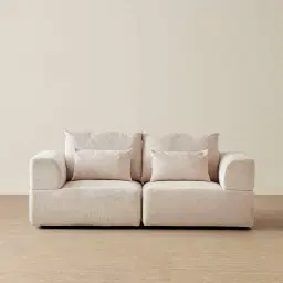 Riviera III Powder White Chenille 2 Pieces Modular Fabric Sofa