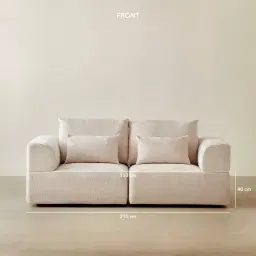 Riviera III Powder White Chenille 2 Pieces Modular Fabric Sofa