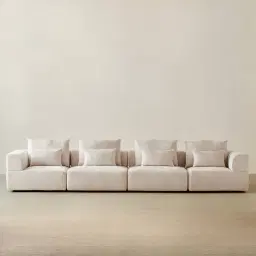 Riviera III Powder White Chenille 4 Pieces Modular Fabric Sofa
