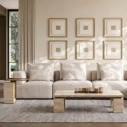 Riviera III Powder White Chenille 4 Pieces Modular Fabric Sofa