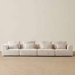 Riviera III Powder White Chenille 4 Pieces Modular Fabric Sofa