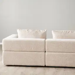Riviera III Powder White Chenille 4 Pieces Modular Fabric Sofa