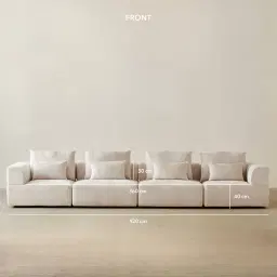 Riviera III Powder White Chenille 4 Pieces Modular Fabric Sofa