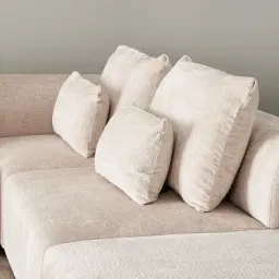 Riviera III Powder White Chenille Fabric Modular Sofa
