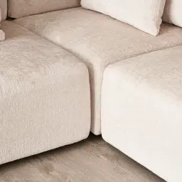 Riviera III Powder White Chenille Fabric Modular Sofa